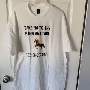 White Unisex Graphic T-Shirt with Horse Design